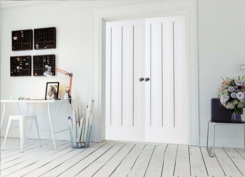 White aston french doors - white,