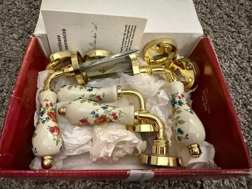 Vtg door handle gold floral - gold,