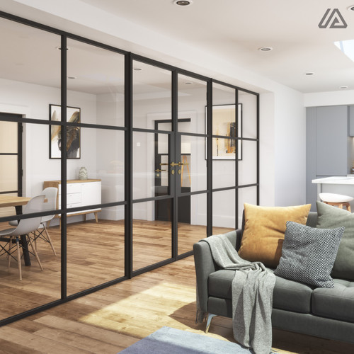 Double hinged aluminium - double, black