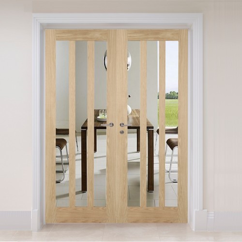 Rebated oak door - rebated, pair
